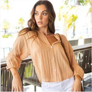 Cali Dreaming Kaya Shirt Stripe Cotton in Safari